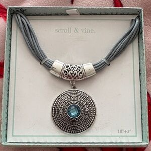 Silver and Blue Pendant Necklace